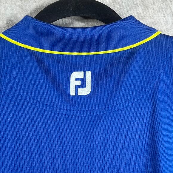 FootJoy Golf Polo Shirt Mens Large Blue White Striped Short Sleeve Outdoor - Picture 4 of 9